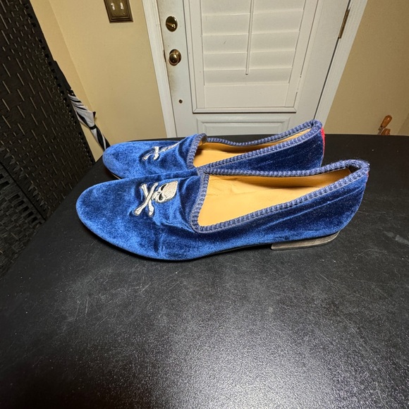 Del Toro blue velvet embroidered skull men’s loafer size 11 made in Italy main image 16